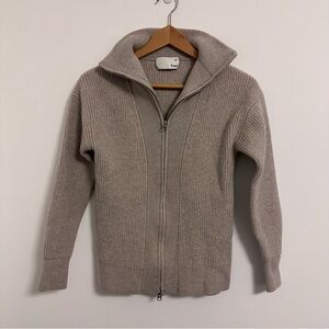 Wilfred Free Taupe Zip-Up Sweater